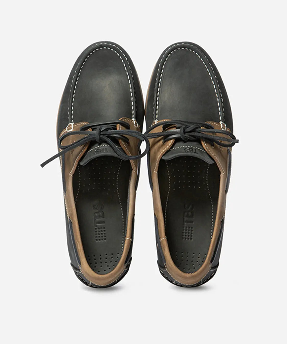 Chaussures bateau à lacets en cuir Phenis - Marine Tan - TBS HOMME