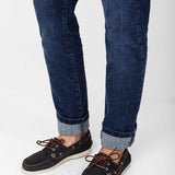 Chaussures bateau à lacets en cuir nubuck Phenis - Marine Crème - TBS HOMME