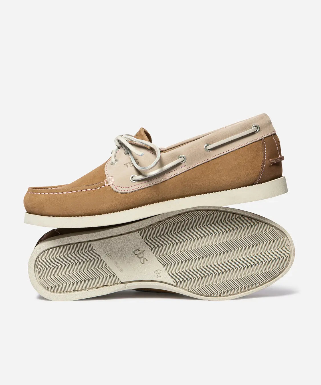 Chaussures bateau en cuir à lacets Phenis - Tan & Beige - TBS HOMME