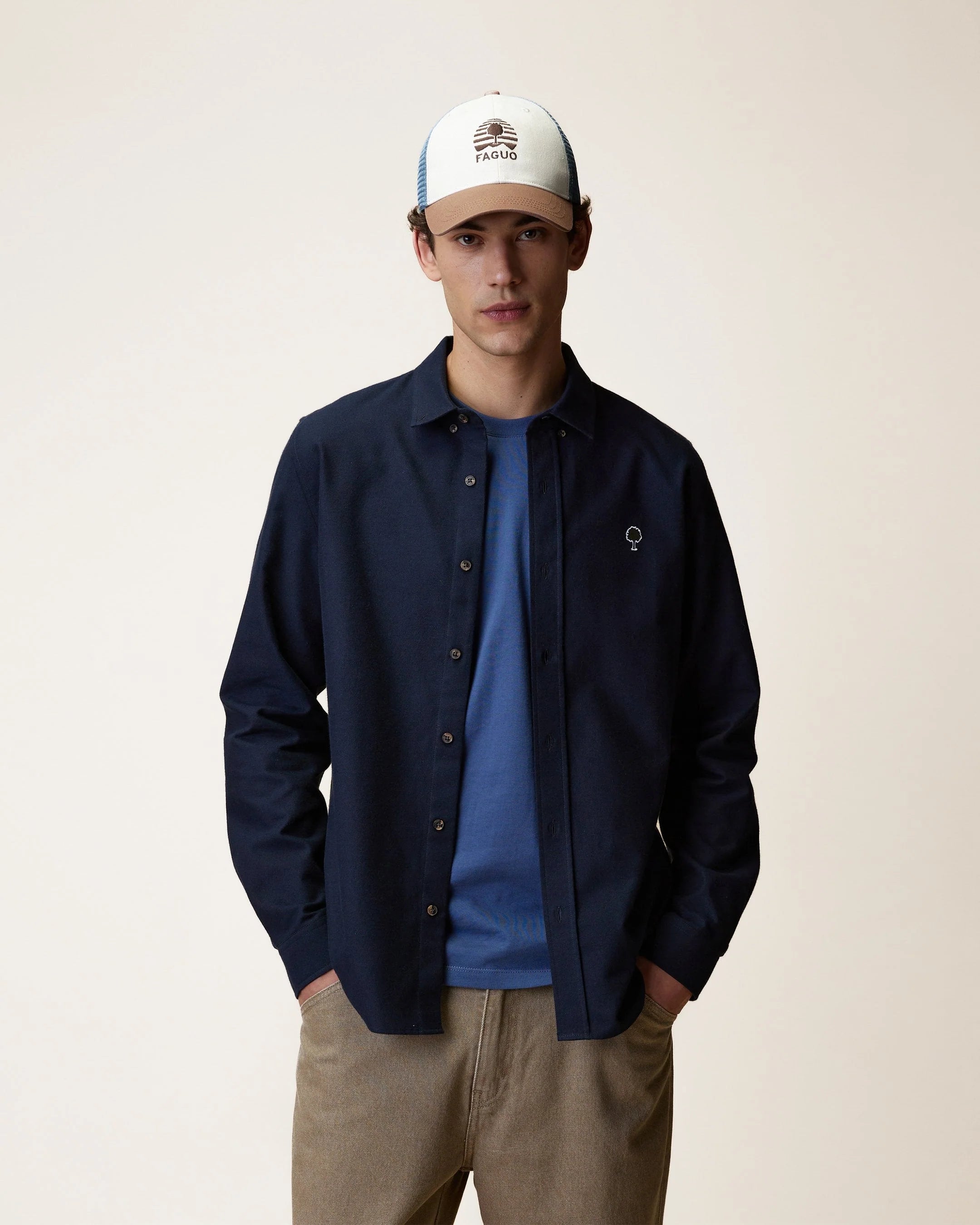 Chemise Ivoy bleu marine FAGUO homme vue de face