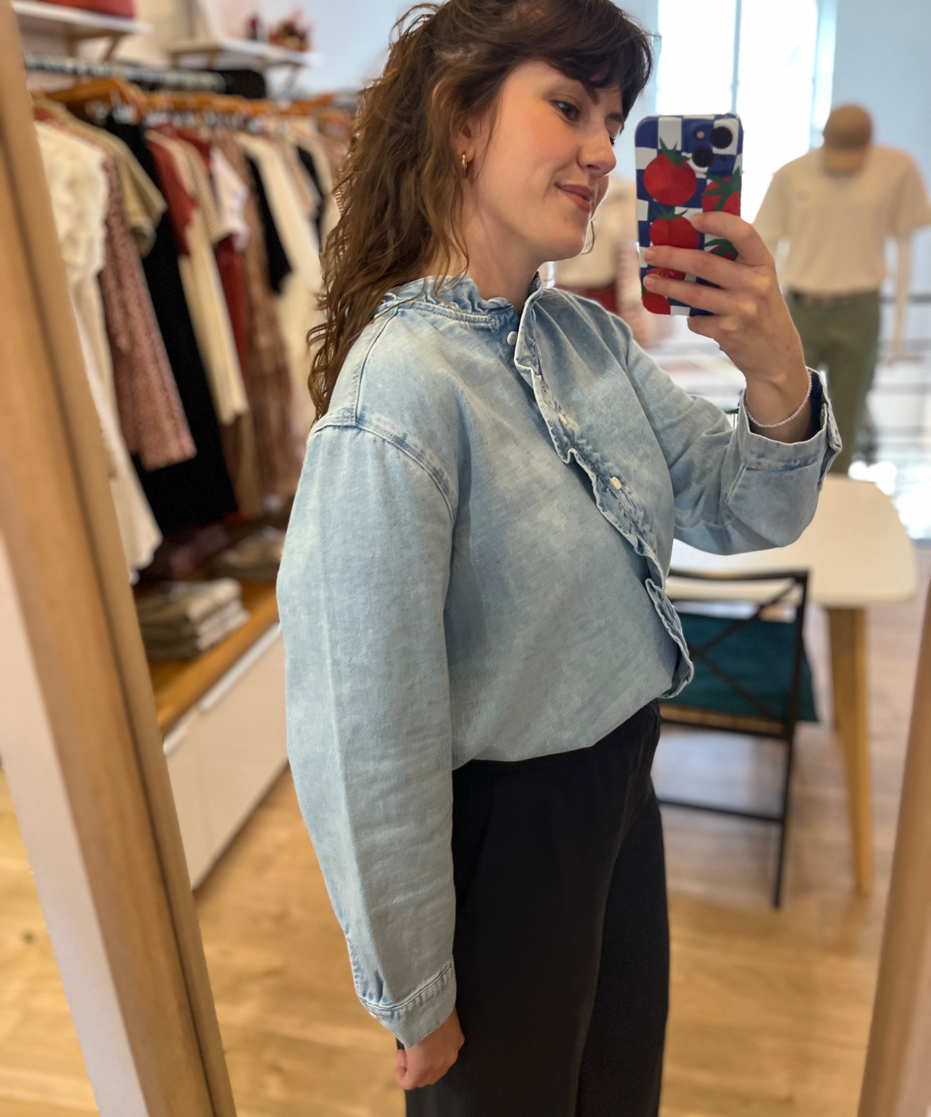 Chemise jean à patte volantée Lassa - Bleach - DES PETITS HAUTS