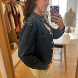 Chemise jean cropped Lazare - Bleu stone - DES PETITS HAUTS