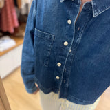 Chemise jean cropped Lazare - Bleu stone - DES PETITS HAUTS