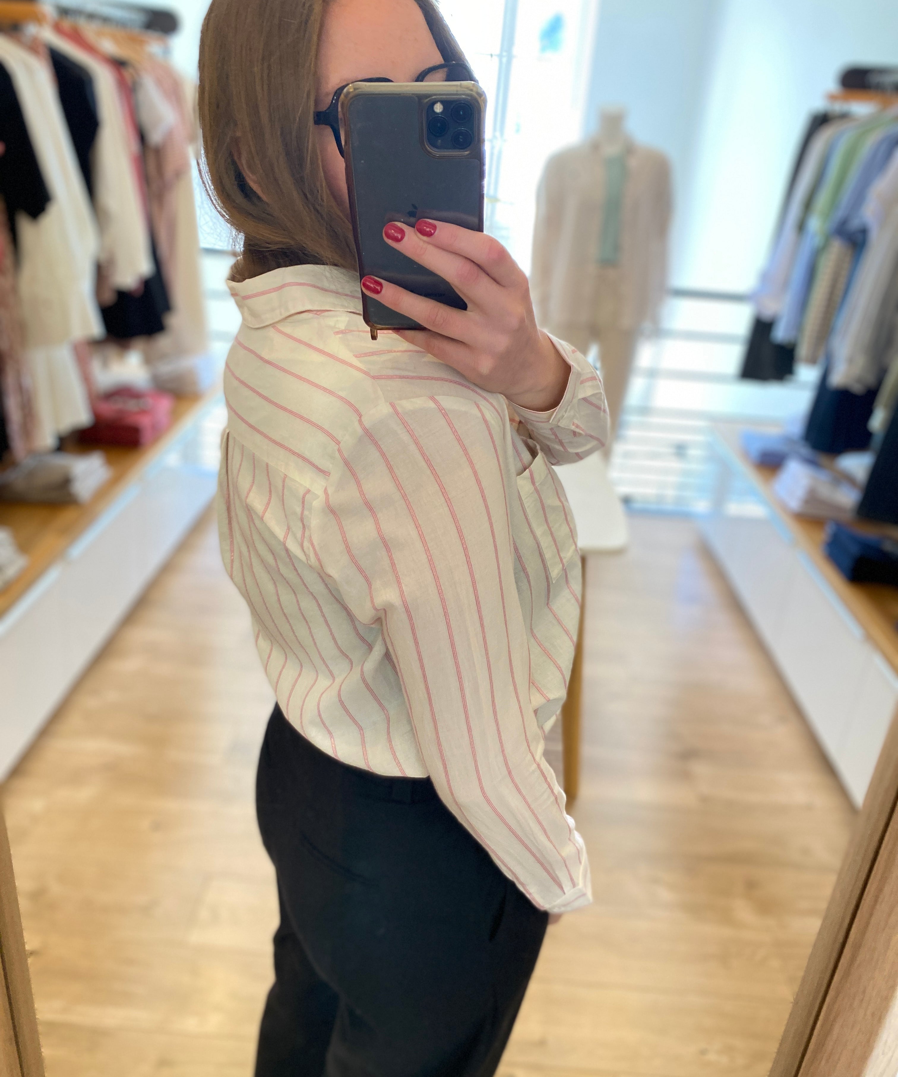 Chemise rayée chic avec fils brillants Tinette - Glossy pivoine - DES PETITS HAUTS