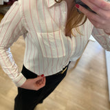 Chemise rayée chic avec fils brillants Tinette - Glossy pivoine - DES PETITS HAUTS