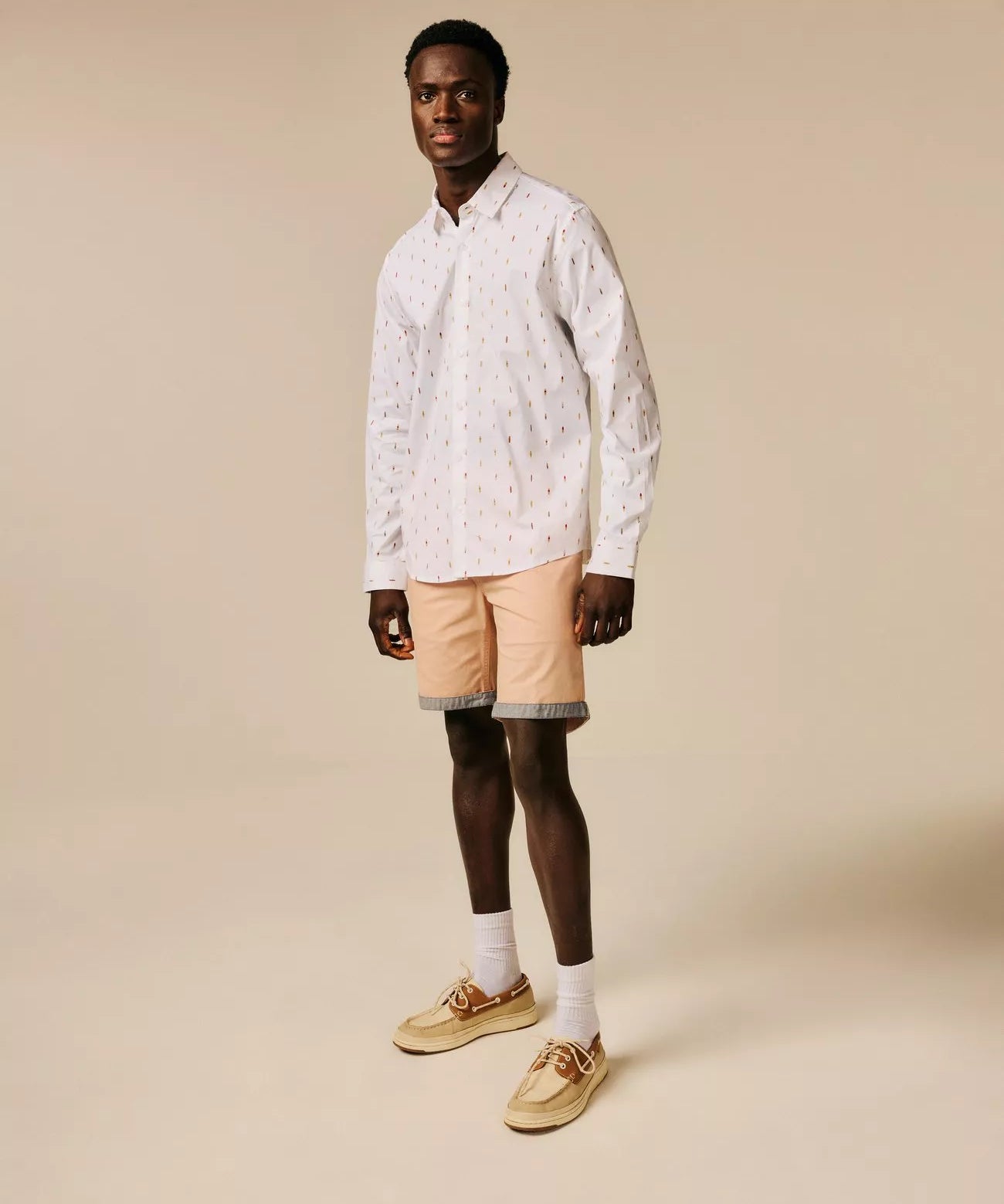 Chemise ajustée stretch avec motif subtil Adict - Blanc - SUN VALLEY HOMME