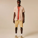 Chemise à manches courte rayée Slamet - Argile - SUN VALLEY HOMME