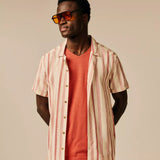 Chemise à manches courte rayée Slamet - Argile - SUN VALLEY HOMME