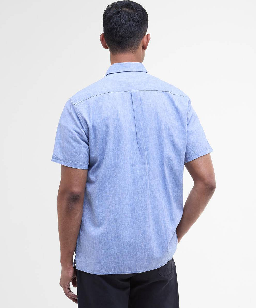 Chemise à manches courtes en lin Nelson - Bleu - BARBOUR HOMME