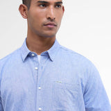 Chemise à manches courtes en lin Nelson - Bleu - BARBOUR HOMME