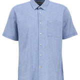 Chemise à manches courtes en lin Nelson - Bleu - BARBOUR HOMME