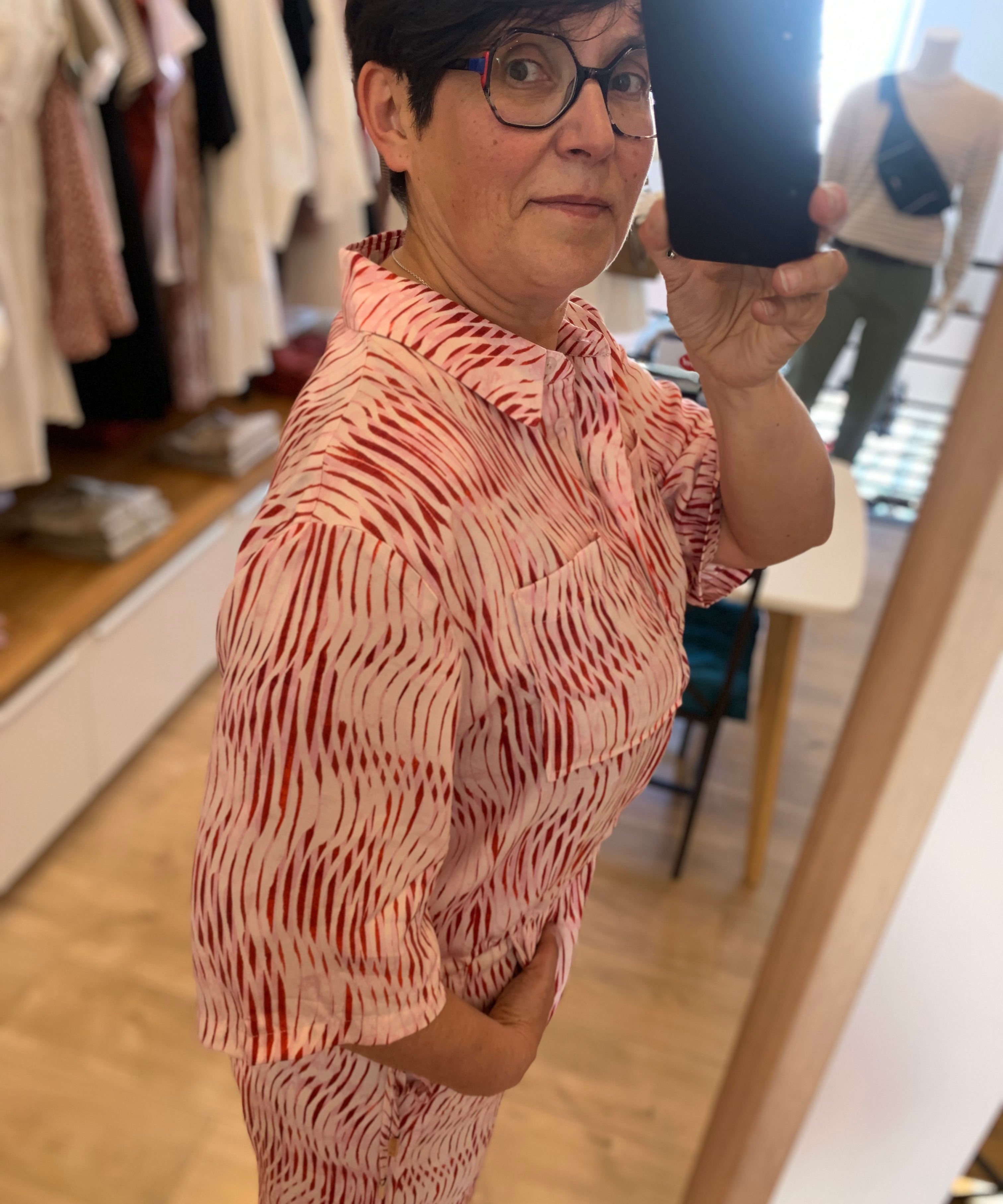 Chemise à rayures froncée Leony - Rose - SUNCOO FEMME