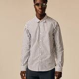 Chemise d'été en pur coton à rayures fines Aerol - Blanc & Gris - SUN VALLEY HOMME