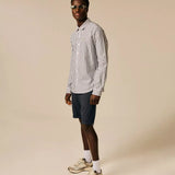 Chemise d'été en pur coton à rayures fines Aerol - Blanc & Gris - SUN VALLEY HOMME