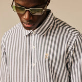 Chemise d'été en pur coton à rayures fines Aerol - Blanc & Gris - SUN VALLEY HOMME