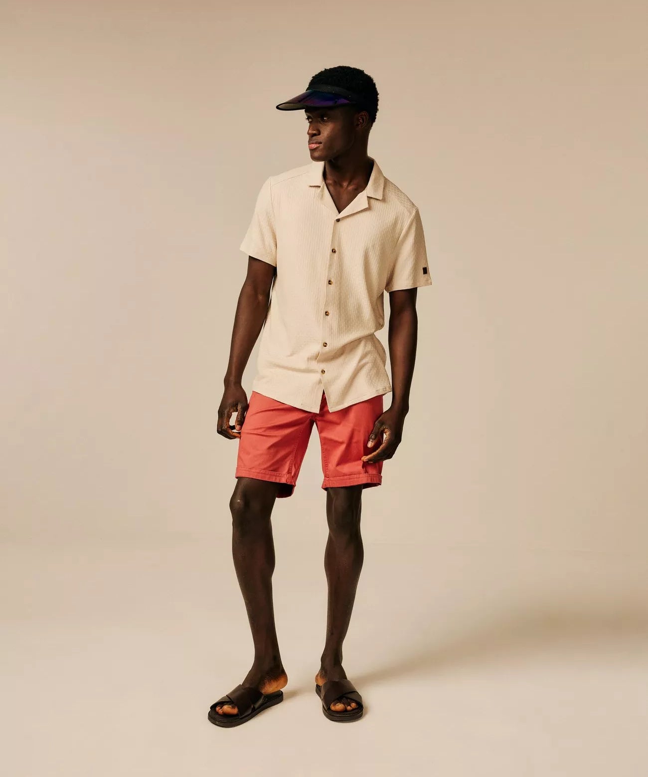 Chemise d'été gaufrée à manches courtes - Beige Clair - SUN VALLEY HOMME