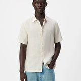 Chemise droite homme en lin à manches courtes M312433 - Beige rose - IKKS MEN