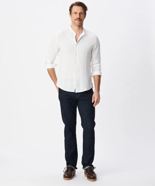 Chemise en lin pour homme à col mao M312013 - Blanc - IKKS MEN