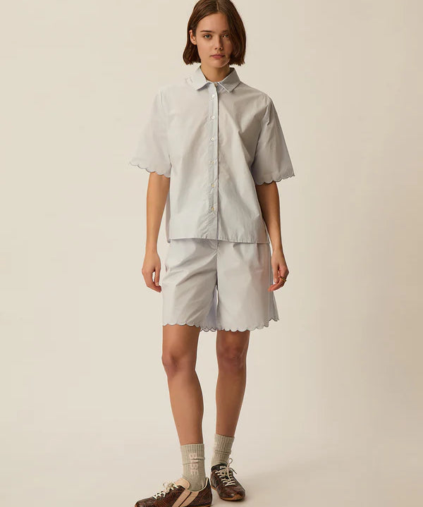 Chemise festonnée style pyjama du jour Rebeka - Celeste - DES PETITS HAUTS