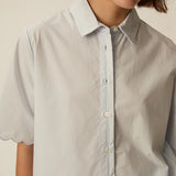Chemise festonnée style pyjama du jour Rebeka - Celeste - DES PETITS HAUTS
