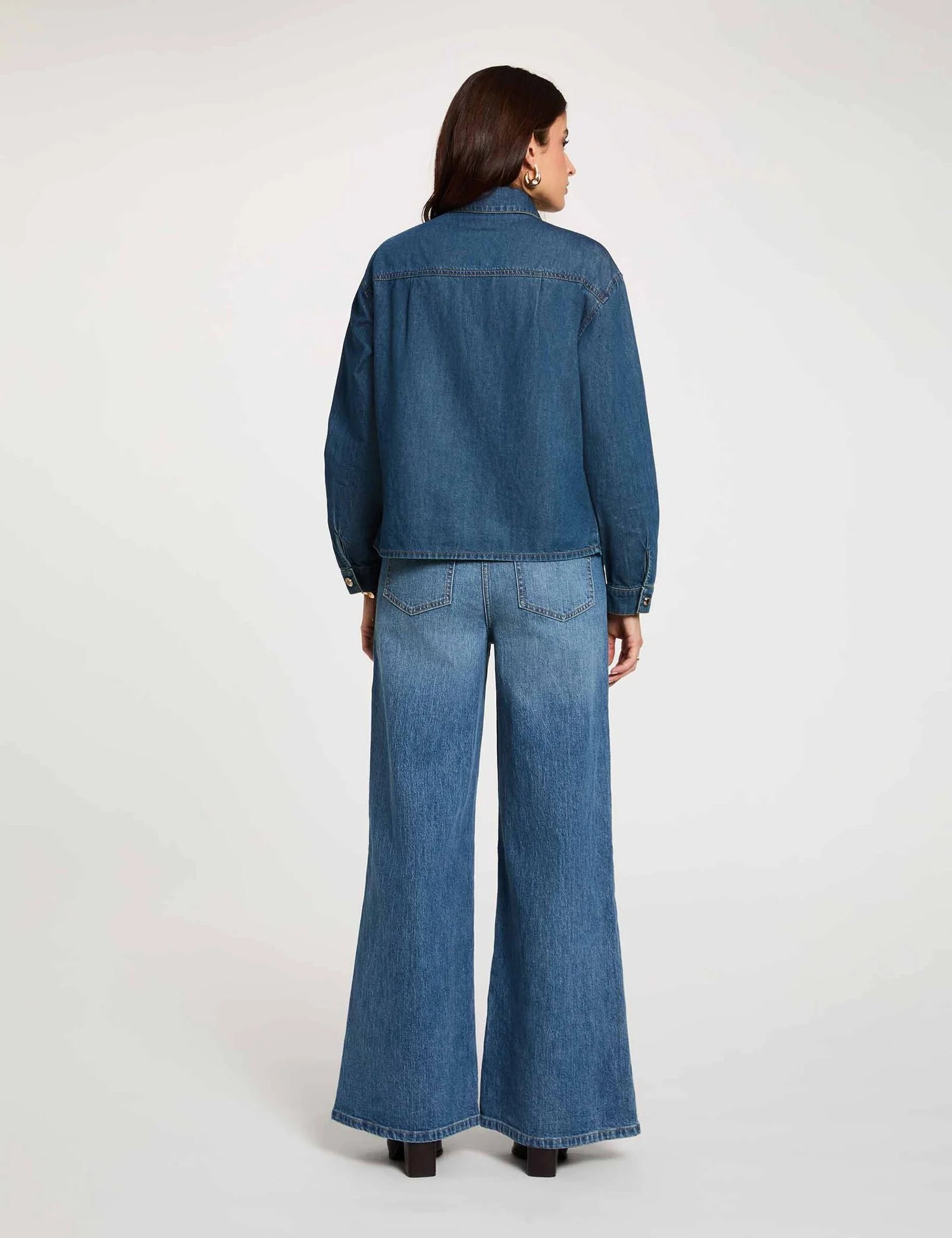 Vue de dos de la chemise en jean denim stone MORGAN