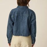 Chemise jean cropped Lazare - Bleu stone - DES PETITS HAUTS