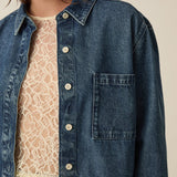 Chemise jean cropped Lazare - Bleu stone - DES PETITS HAUTS