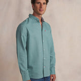 Chemise légère en lin et coton Lynerche - Vert mangrove - TBS HOMME