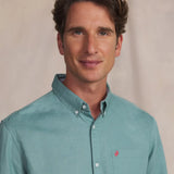 Chemise légère en lin et coton Lynerche - Vert mangrove - TBS HOMME
