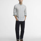 Chemise lin ajustée pied-de-poule Linton – Ardoise – Barbour Homme