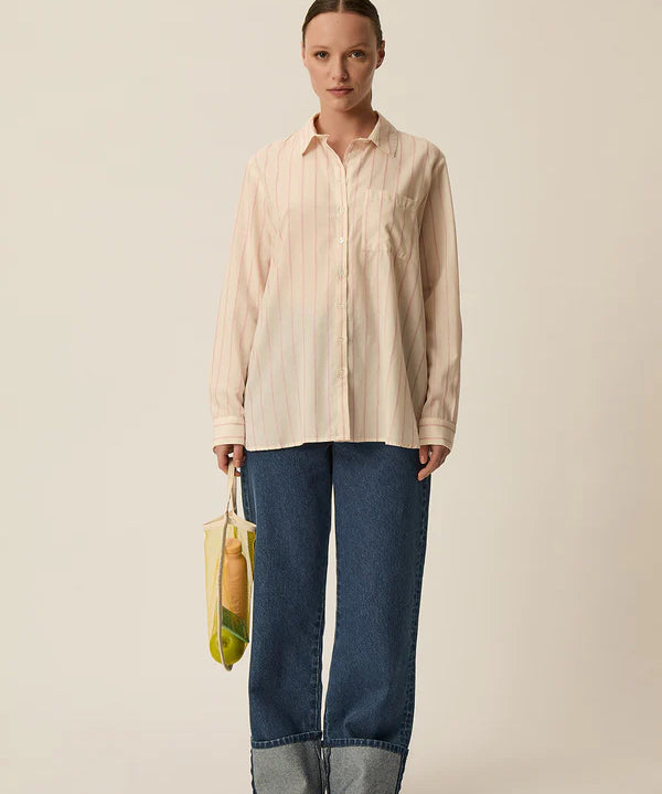 Chemise rayée chic avec fils brillants Tinette - Glossy pivoine - DES PETITS HAUTS