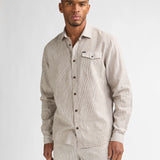 Chemise rayée en lin Eclipse - Light tan - PETROL INDUSTRIES HOMME