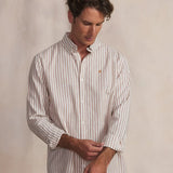 Chemise rayée en lin et coton Studeche - Teck - TBS HOMME