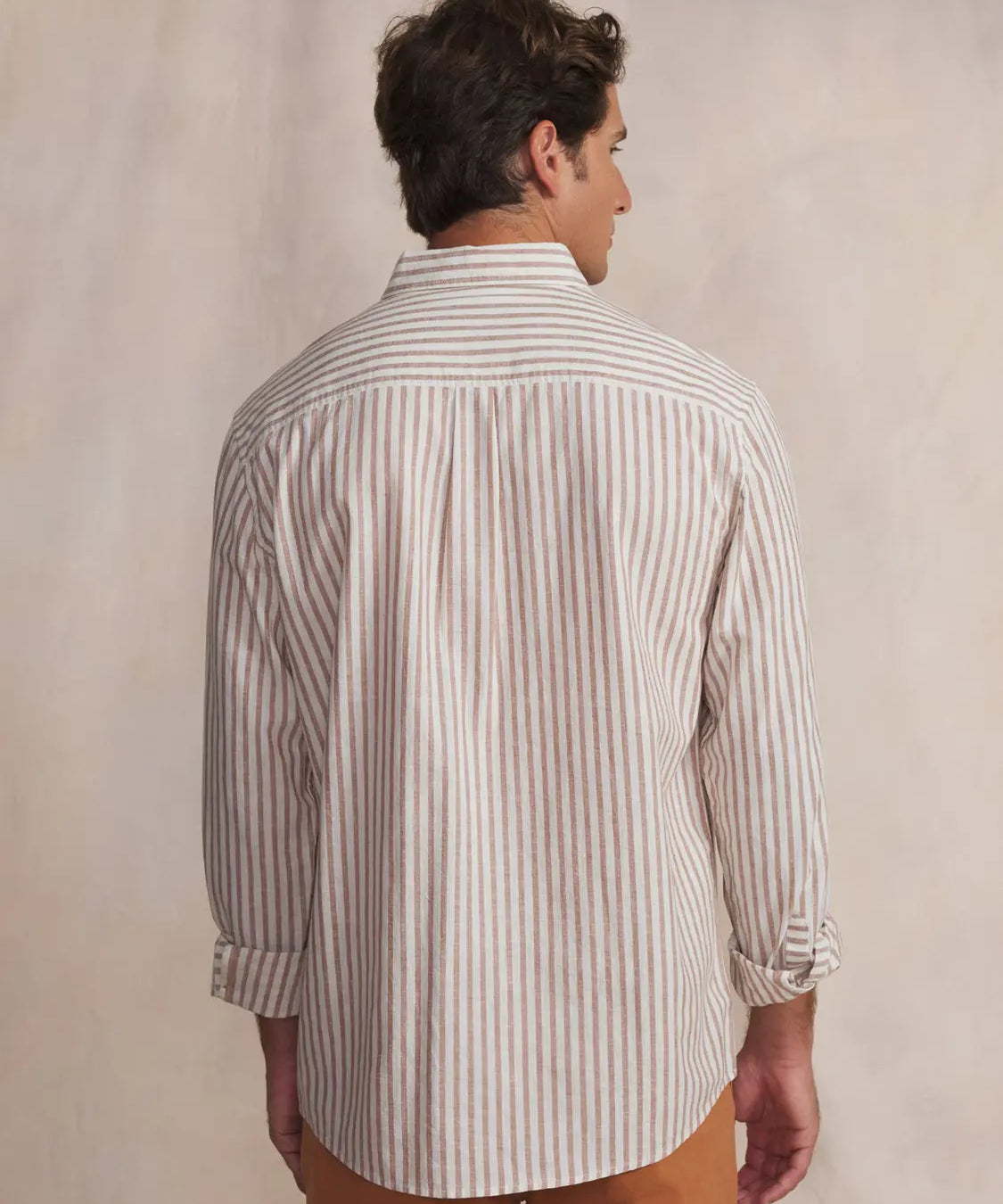 Chemise rayée en lin et coton Studeche - Teck - TBS HOMME