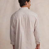 Chemise rayée en lin et coton Studeche - Teck - TBS HOMME