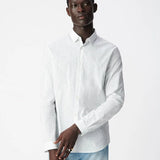 Chemise rayée tennis en coton et lin pour homme M312213 - Blanc Amande - IKKS MEN