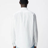 Chemise rayée tennis en coton et lin pour homme M312213 - Blanc Amande - IKKS MEN