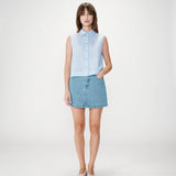 Chemise sans manches à petits carreaux vichy Windell - Ciel - GRACE & MILA