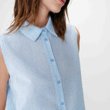 Chemise sans manches à petits carreaux vichy Windell - Ciel - GRACE & MILA