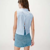 Chemise sans manches à petits carreaux vichy Windell - Ciel - GRACE & MILA