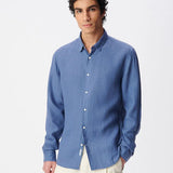 Chemise slim en lin homme M312003 - Bleu riviera - IKKS MEN