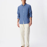 Chemise slim en lin homme M312003 - Bleu riviera - IKKS MEN