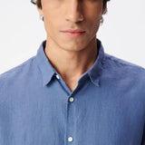 Chemise slim en lin homme M312003 - Bleu riviera - IKKS MEN