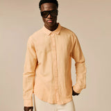 Chemise unie en lin Agadez - Saumon - SUN VALLEY HOMME