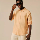 Chemise unie en lin Agadez - Saumon - SUN VALLEY HOMME