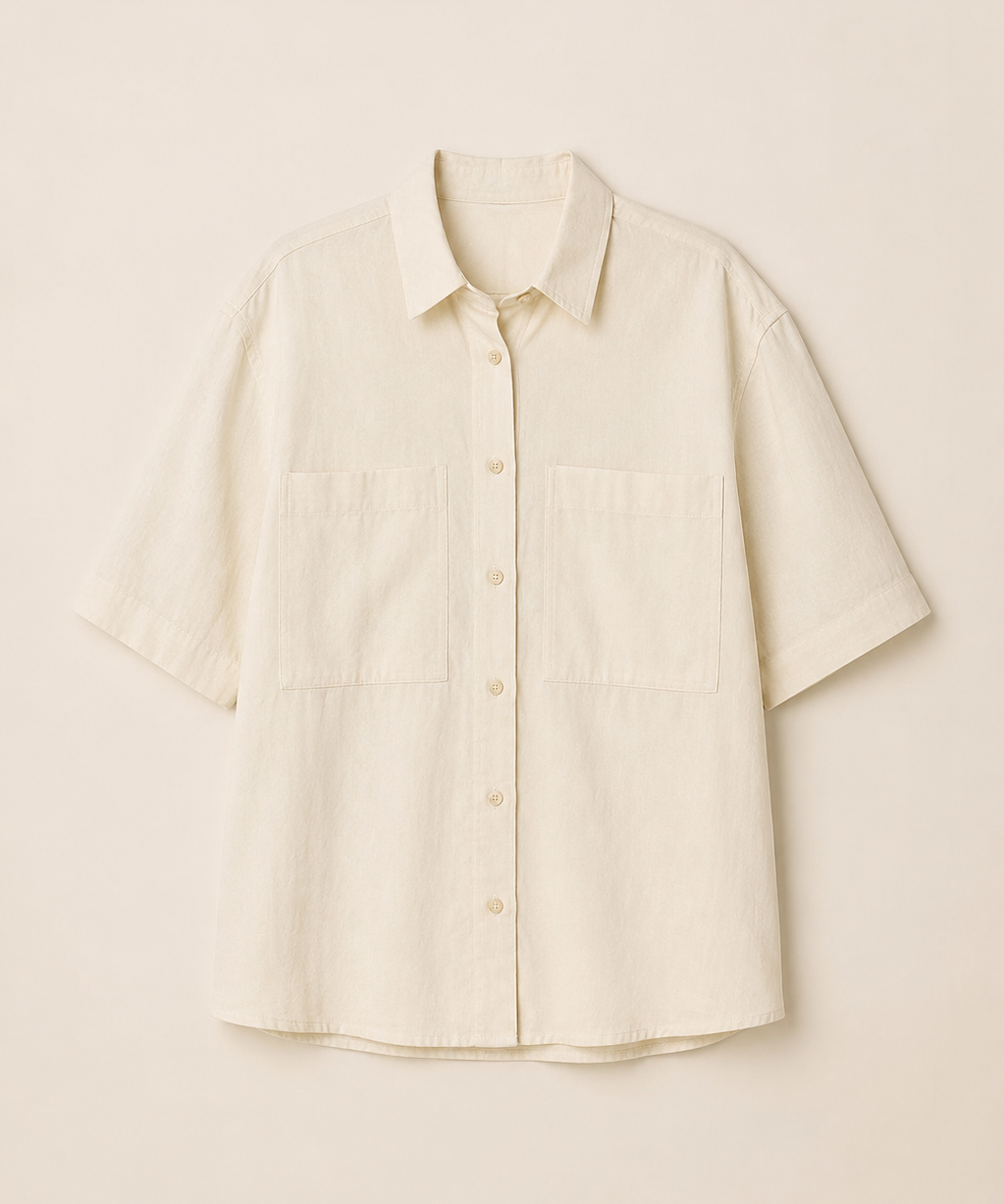 Chemise en lin manches courte style safari Estonie - DES PETITS HAUTS