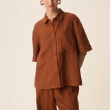 Chemise en lin manches courte style safari Estonie - DES PETITS HAUTS