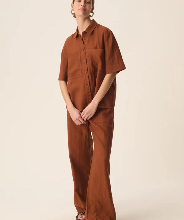Chemise en lin manches courte style safari Estonie - DES PETITS HAUTS