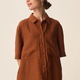Chemise en lin manches courte style safari Estonie - DES PETITS HAUTS