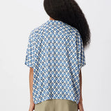 Chemisier fluide à fleurs manches courtes B312245 - Bleu grisé - IKKS WOMEN